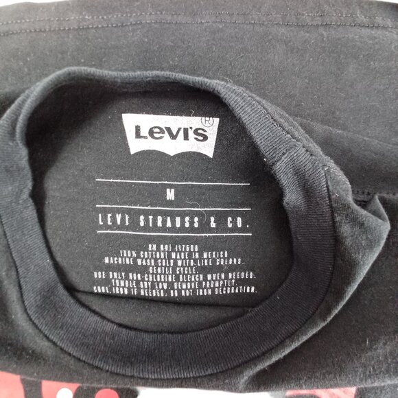 Levis Black Long Sleeve Puff Print Graphic T-Shirt Size M Y2K Revival Streetwear - Picture 4 of 8
